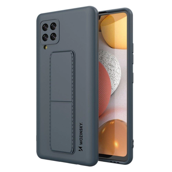 Wozinsky Kickstand Case silikonowe etui z podstawką etui Samsung Galaxy A42 5G granatowe na NearMe.pl