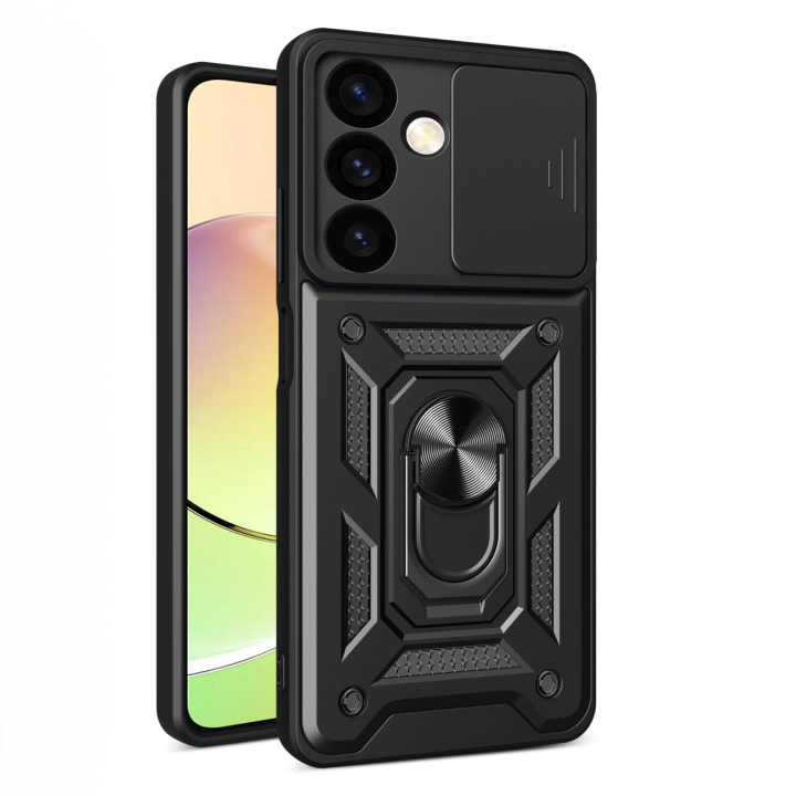 Etui Hybrid Armor Camshield do Samsung Galaxy S24 pancerne z osłoną na aparat - czarne na NearMe.pl
