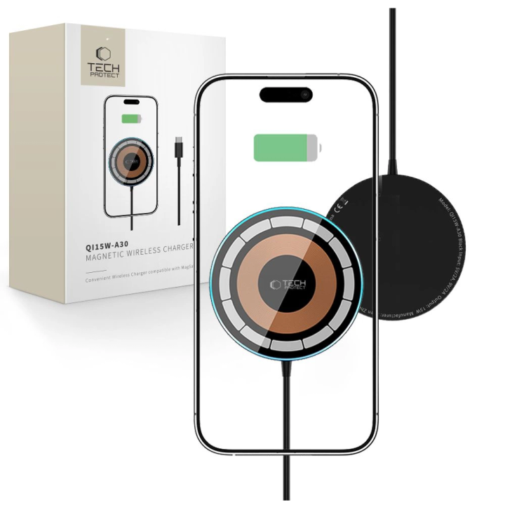 Ładowarka Tech-Protect QI15W-A30 indukcyjna z MagSafe z kablem USB-C - czarna na NearMe.pl