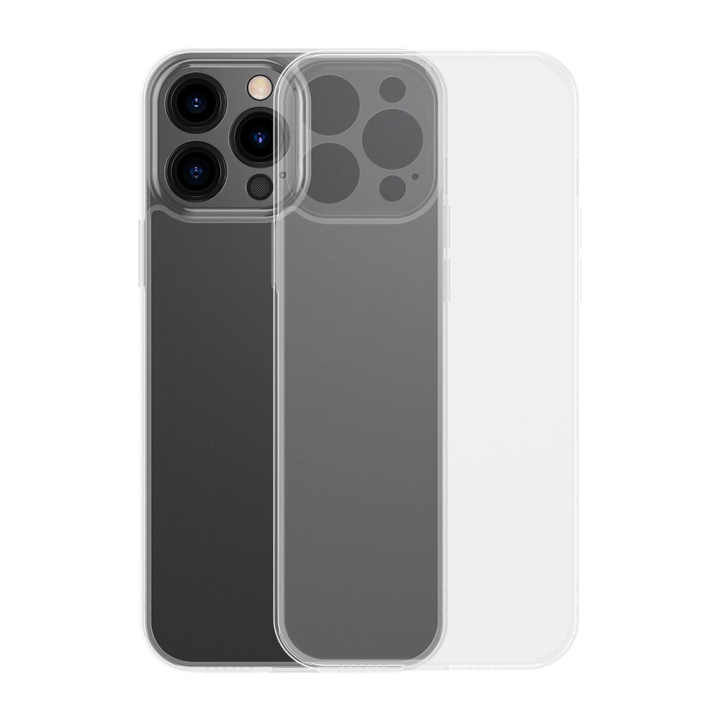 Baseus Frosted Glass Case etui pokrowiec do iPhone 13 Pro Max sztywna obudowa z żelową ramką przezroczysty (ARWS000202) na NearMe.pl