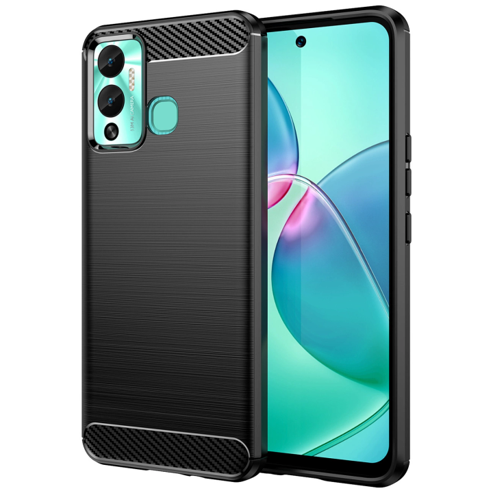 Carbon Case etui do Infinix Hot 12 Play NFC / Hot 12 Play elastyczny silikonowy karbonowy pokrowiec czarne na NearMe.pl