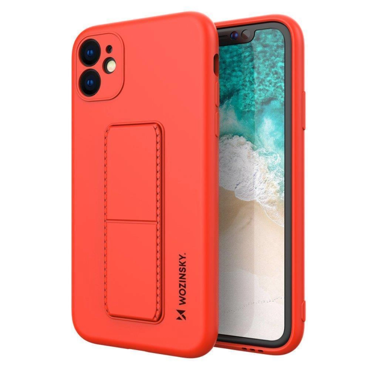 Wozinsky Kickstand Case silikonowe etui z podstawką etui Xiaomi Redmi 10X 4G / Xiaomi Redmi Note 9 czerwone na NearMe.pl