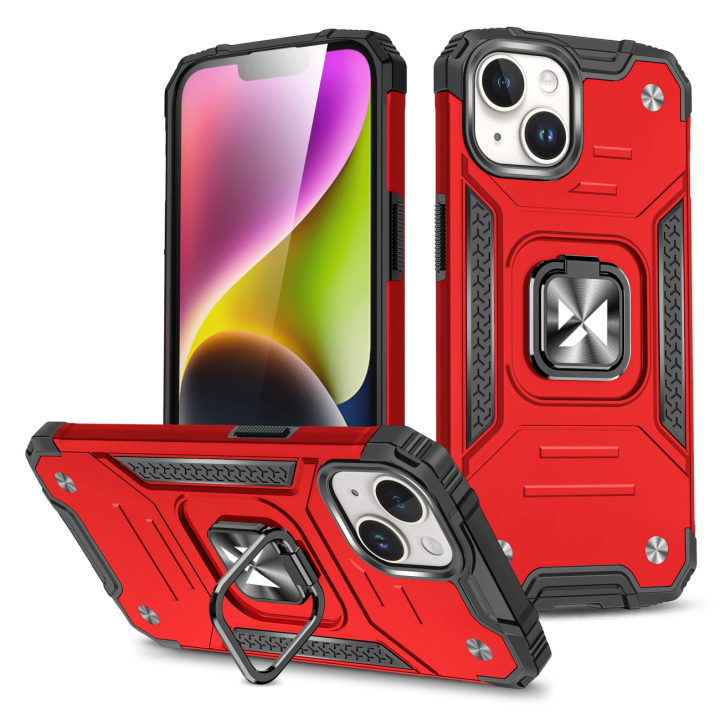 Pancerne etui z uchwytem na palec do iPhone 15 Plus Wozinsky Ring Armor - czerwone na NearMe.pl