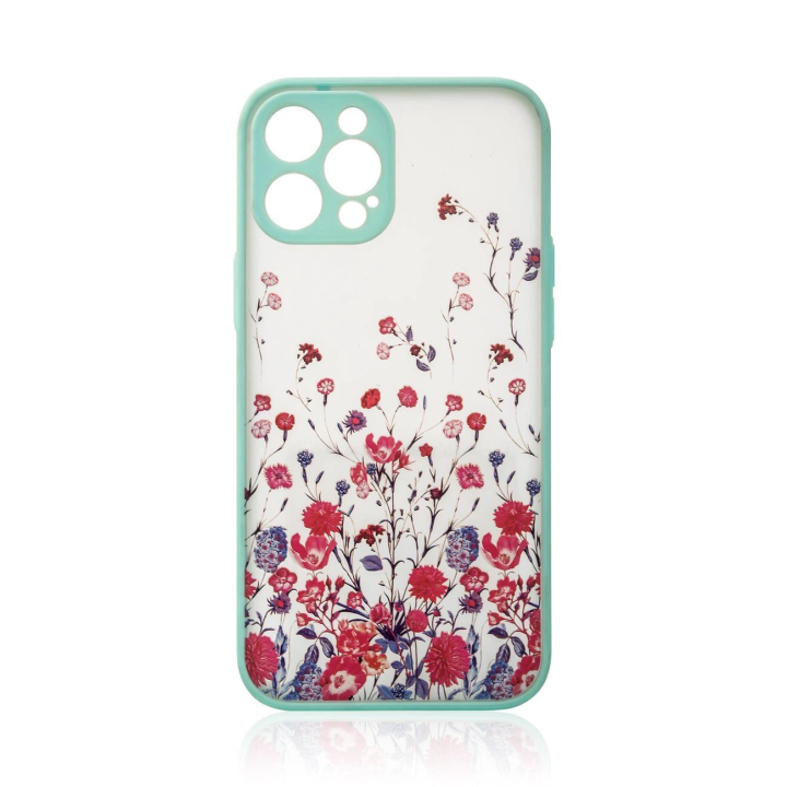 Design Case etui do iPhone 12 Pro pokrowiec w kwiaty jasnozielony na NearMe.pl