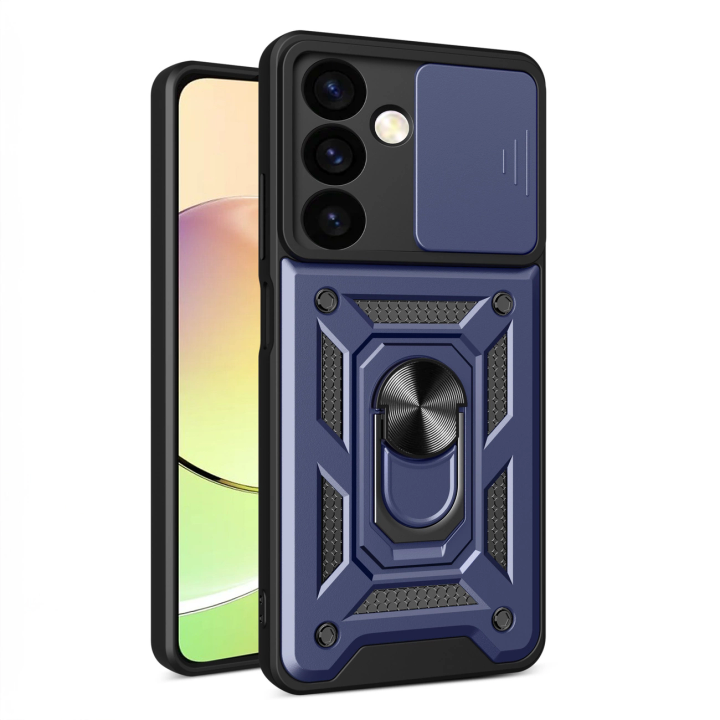 Etui Hybrid Armor Camshield do Samsung Galaxy S24+ pancerne z osłoną na aparat - niebieskie na NearMe.pl