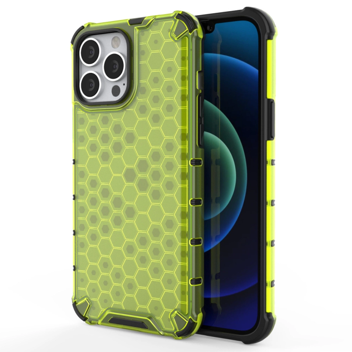 Honeycomb etui pancerny pokrowiec z żelową ramką iPhone 13 Pro Max zielony na NearMe.pl