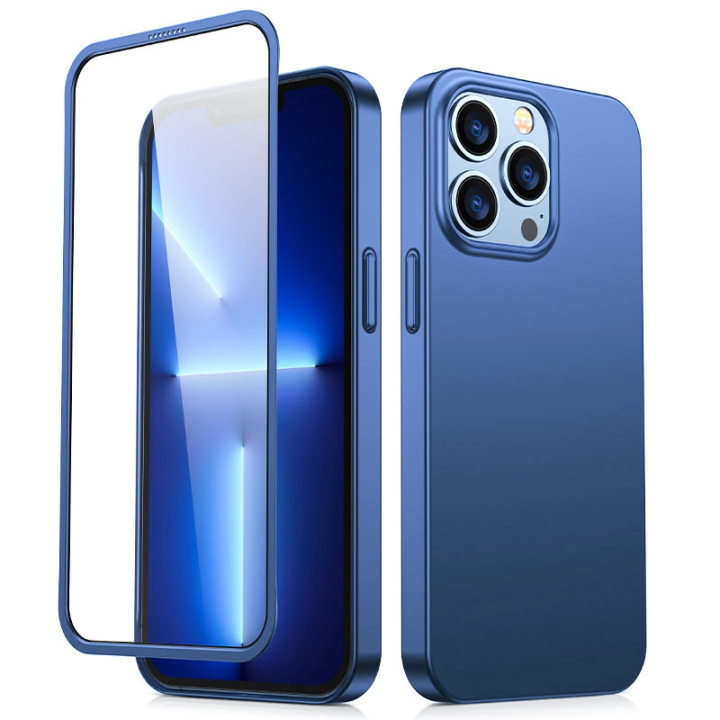 Joyroom 360 Full Case etui pokrowiec do iPhone 13 Pro Max obudowa na tył i przód + szkło hartowane niebieski (JR-BP928 blue) na NearMe.pl