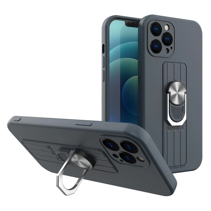 Ring Case silikonowe etui z uchwytem na palec i podstawką do Samsung Galaxy S22 Ultra niebieski na NearMe.pl