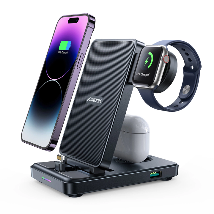 Stacja ładująca 4w1 Joyroom JR-WQS02 iPhone AirPods Apple Watch składana - czarna na NearMe.pl