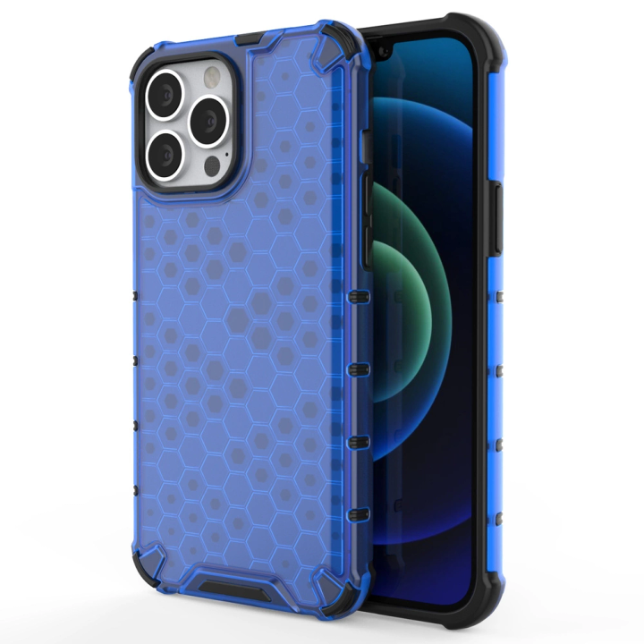 Honeycomb etui pancerny pokrowiec z żelową ramką iPhone 13 Pro Max niebieski na NearMe.pl