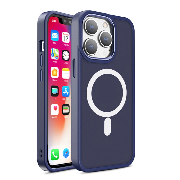 Magnetyczne etui z MagSafe Color Matte Case do iPhone 15 Pro - granatowe na NearMe.pl