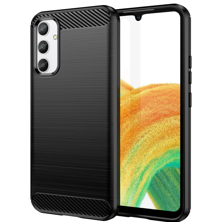 Carbon Case etui do Samsung Galaxy A34 5G elastyczny silikonowy karbonowy pokrowiec czarne na NearMe.pl