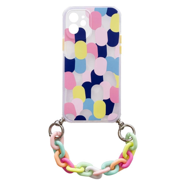 Color Chain Case żelowe elastyczne etui z łańcuchem łańcuszkiem zawieszką do Samsung Galaxy S21 5G wielokolorowy (1) na NearMe.pl