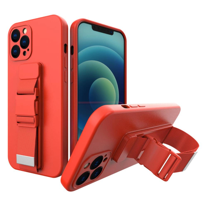 Rope case żelowe etui ze smyczą łańcuszkiem torebka smycz iPhone 13 czerwony na NearMe.pl