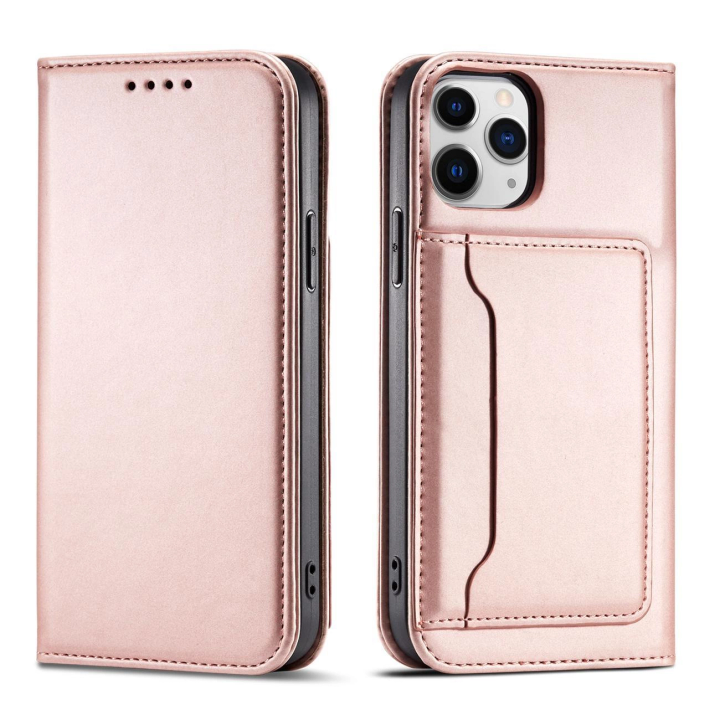Magnet Card Case etui do iPhone 12 Pro pokrowiec portfel na karty kartę podstawka różowy na NearMe.pl