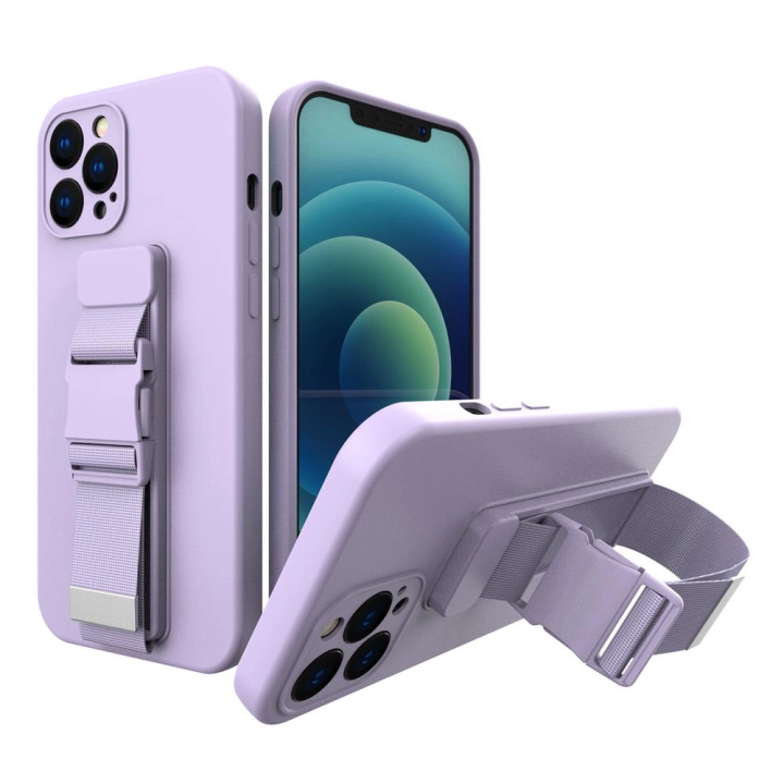 Rope case żelowe etui ze smyczą łańcuszkiem torebka smycz iPhone 11 Pro fioletowy na NearMe.pl
