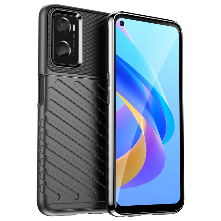 Thunder Case elastyczne pancerne etui pokrowiec Oppo A76 / Oppo A36 / Realme 9i czarny na NearMe.pl
