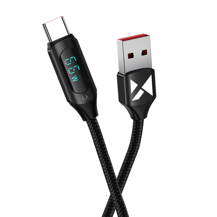 Kabel USB A - USB C Wozinsky WUACC1 z wyświetlaczem 66W 6A 1m - czarny na NearMe.pl