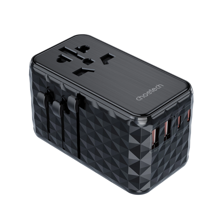 Adapter podróżny Choetech PD6028 EU / US / AUS / UK 2x USB-C 2x USB-A 100W - czarny na NearMe.pl