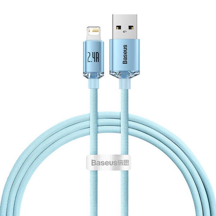 Kabel USB do iP Baseus Crystal Shine, 2.4A, 1.2m (niebieski) na NearMe.pl