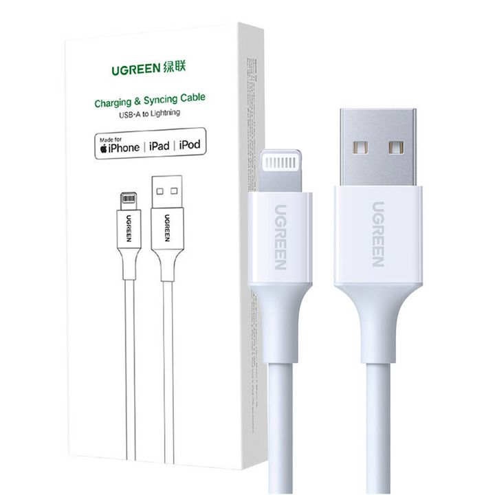 Kabel Lightning do USB UGREEN 2.4A US155, 0.5m (biały) na NearMe.pl