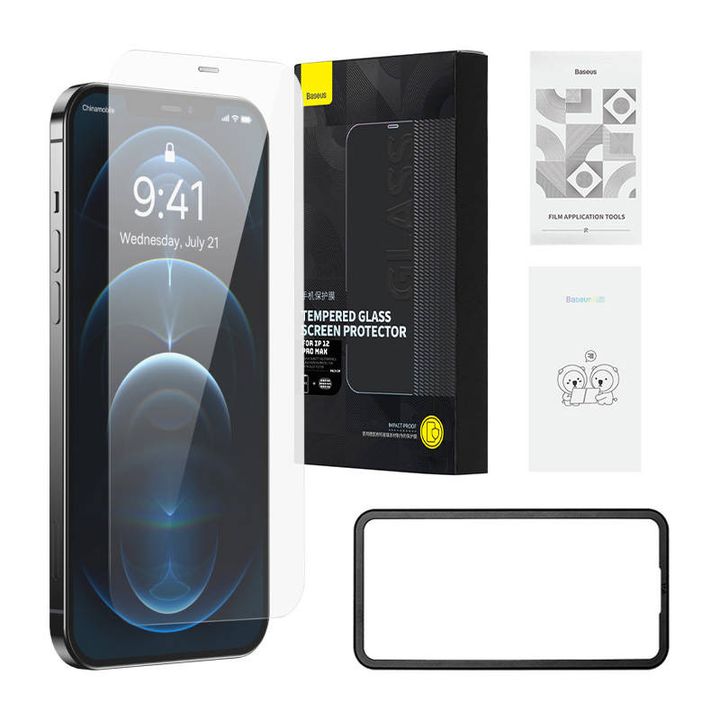 Szkło hartowane z powłoką przeciwpyłową 0.3mm Baseus Schott HD do iPhone 12 Pro Max na NearMe.pl