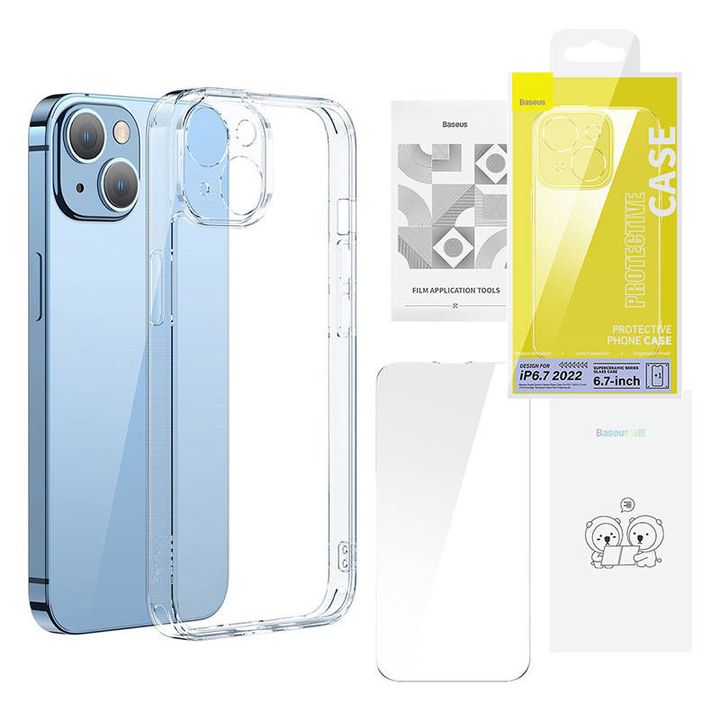 Zestaw ochronny Baseus SuperCeramic przeźroczyste, szklane etui i szkło hartowane do iPhone 14 Plus na NearMe.pl