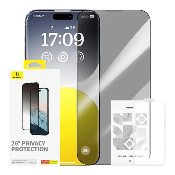 Szkło hartowane prywatyzujące Baseus Diamond iPhone 15 Pro na NearMe.pl