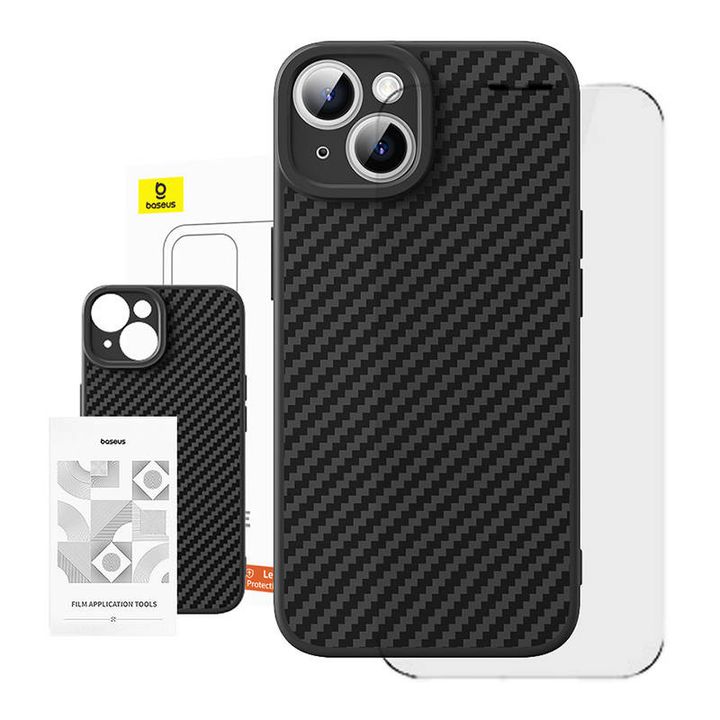 Etui Baseus Synthetic Fiber iPhone 15 Plus + szkło hartowane na NearMe.pl