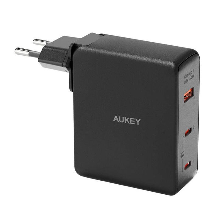 Ładowarka sieciowa Aukey PA-B7O, 1xUSB-A, 2xUSB-C, 140W GaN (czarna) na NearMe.pl