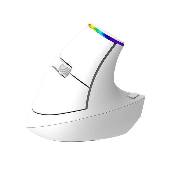 Bezprzewodowa mysz pionowa Delux M618C 2.4G 1600DPI RGB (biała) na NearMe.pl