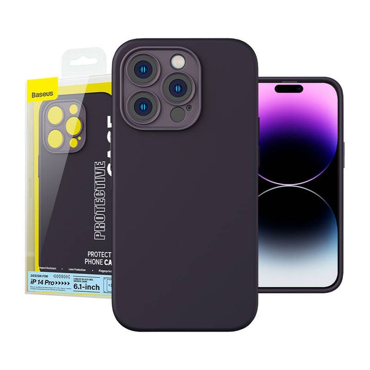 Etui Baseus Liquid Silica Gel do iPhone 14 Pro (fioletowe) +szkło hartowane +zestaw czyszczący na NearMe.pl