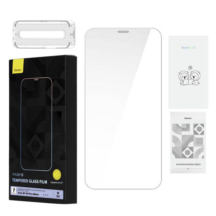 Szkło hartowane Baseus 0.4mm Corning HD Iphone 12 Pro MAX + zestaw czyszczący na NearMe.pl