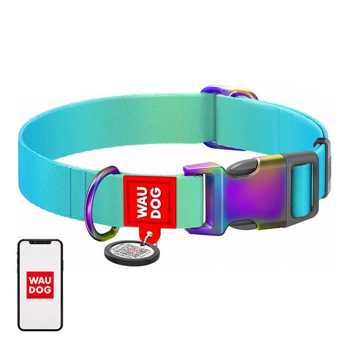 Nylonowa obroża dla psa z kodem QR WAUDOG szer. 15 mm, dł. 25-35 cm niebieski na NearMe.pl
