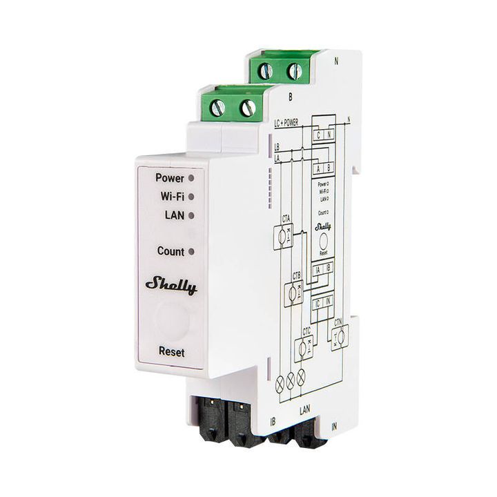 2-kierunkowy miernik zużycia energii elektrycznej Shelly PRO 3EM 120A WIFI na NearMe.pl