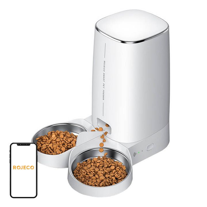 Inteligentny dozownik karmy Rojeco 4L Automatic Pet Feeder WiFi Version with Double Bowl na NearMe.pl