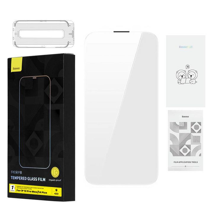 Szkło hartowane Baseus 0.4mm Corning HD Iphone 13 Pro Max/14 Plus + zestaw czyszczący na NearMe.pl