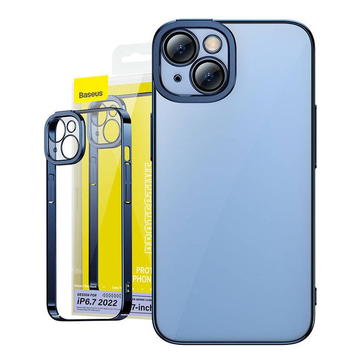 Zestaw ochronny Baseus Glitter przeźroczyste etui i szkło hartowane do iPhone 14 Plus (niebieski) na NearMe.pl