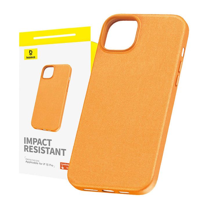 Etui na telefon iPhone15 Pro Baseus Fauxther Series (Pomarańczowy) na NearMe.pl