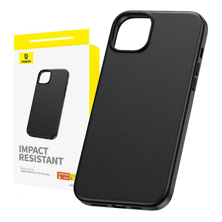 Etui na telefon iPhone15 ProMax Baseus Fauxther Series (Czarny) na NearMe.pl