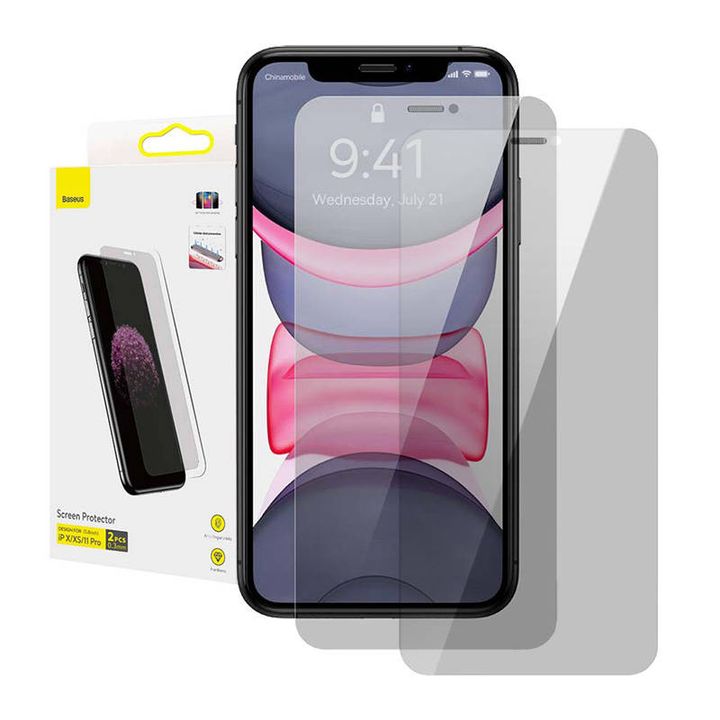 Szkło hartowane z filtrem prywatyzującym 0.3mm Baseus do iPhone X / XS / 11 Pro (2szt.) na NearMe.pl