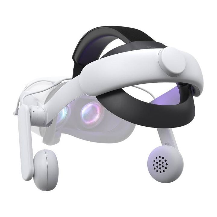 Wygodny pasek na głowę ze słuchawkami Kiwi Design QA01 do Meta Quest 2 biały na NearMe.pl