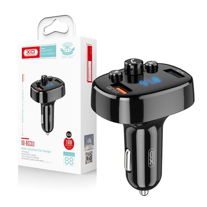 BCC03 XO transmiter FM ładowarka samochodowa 18W Bluetooth czarna na NearMe.pl
