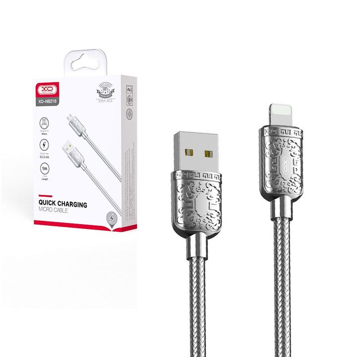 Kabel USB XO NB216 Lightning 1.0 m 2.4A srebrny na NearMe.pl