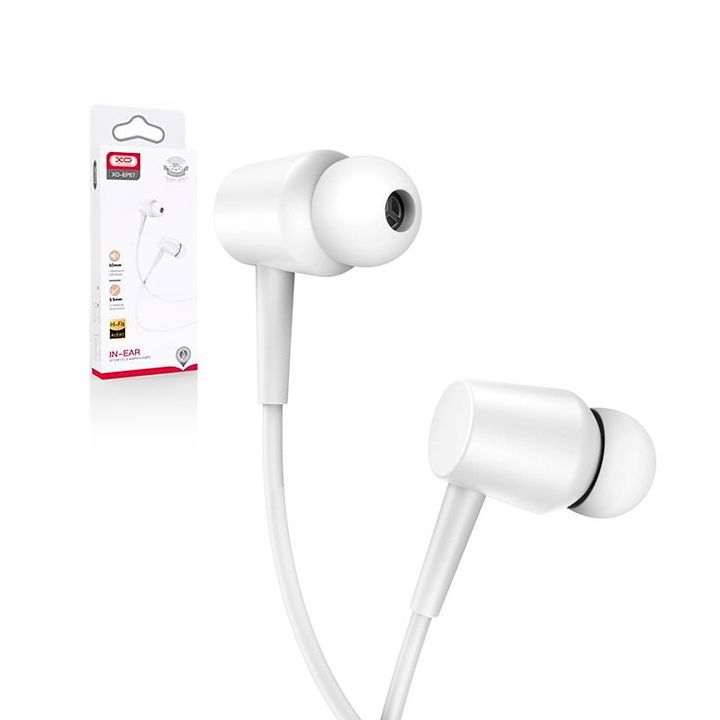 Słuchawki przewodowe XO EP57 jack 3.5mm dokanałowe białe na NearMe.pl
