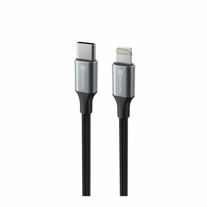 SWISSTEN TEXTILE II Kabel w oplocie USB-C / Lightning 3A 30W 1,5m czarny na NearMe.pl