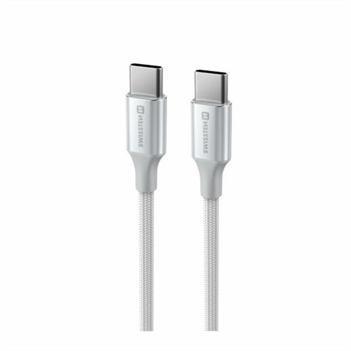 SWISSTEN TEXTILE II Kabel w oplocie USB-C / USB-C 3A 60W 1,5m biały na NearMe.pl