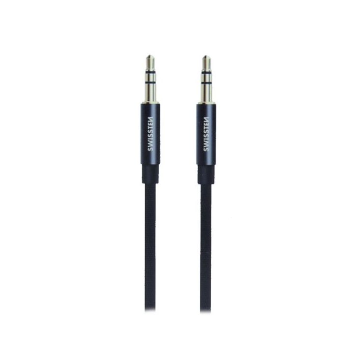 SWISSTEN Kabel w oplocie AUX Audio 3,5 mm Jack - 3,5 mm Jack 1,5 M czarny na NearMe.pl