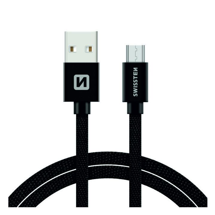 SWISSTEN TEXTILE Kabel w oplocie USB / MicroUSB 1,2 M czarny na NearMe.pl