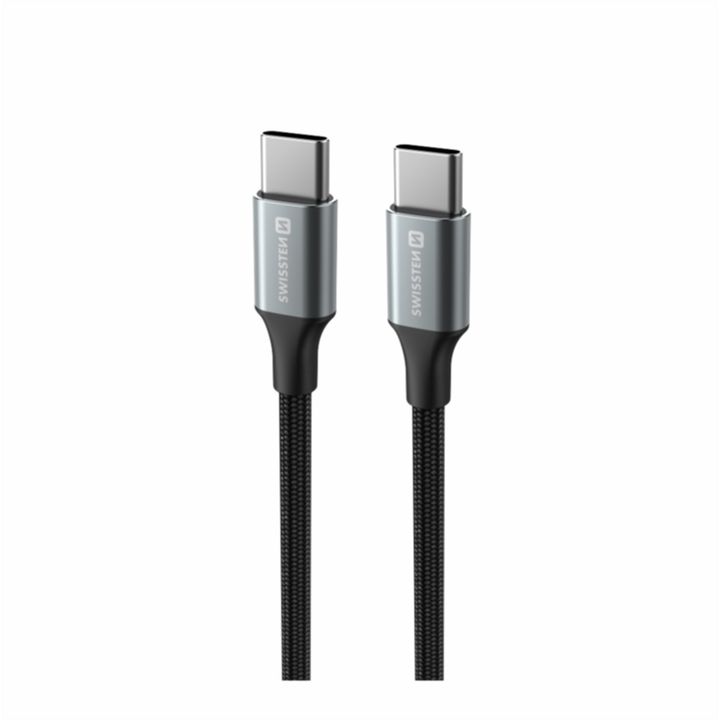 SWISSTEN TEXTILE II Kabel w oplocie USB-C / USB-C 3A 60W 1,5m czarny na NearMe.pl